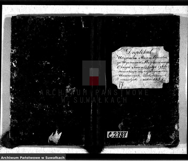 image.from.unit.number "Duplikat Akta Urzędnika Stanu Cwilnego Wyznania Moyżeszowego Okręgu Suwalskiego i Jeleniewskiego do zapisywania Urodzonych, Zaślubionych i Zmarłych z roku 1837"
