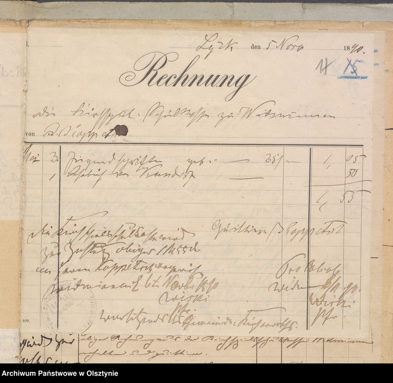 image.from.unit.number "Einnahme und Ausgabe Beläge der Kirchspiels Schulkasse in Widminnen"