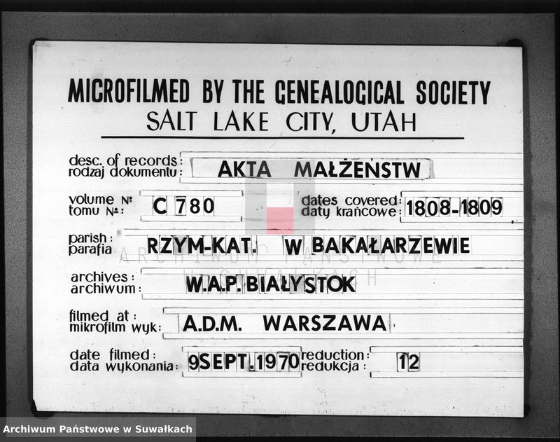 image.from.unit.number "Księgi Gminy i Parafij Bakałarzewskiey ślubne 1808 R."