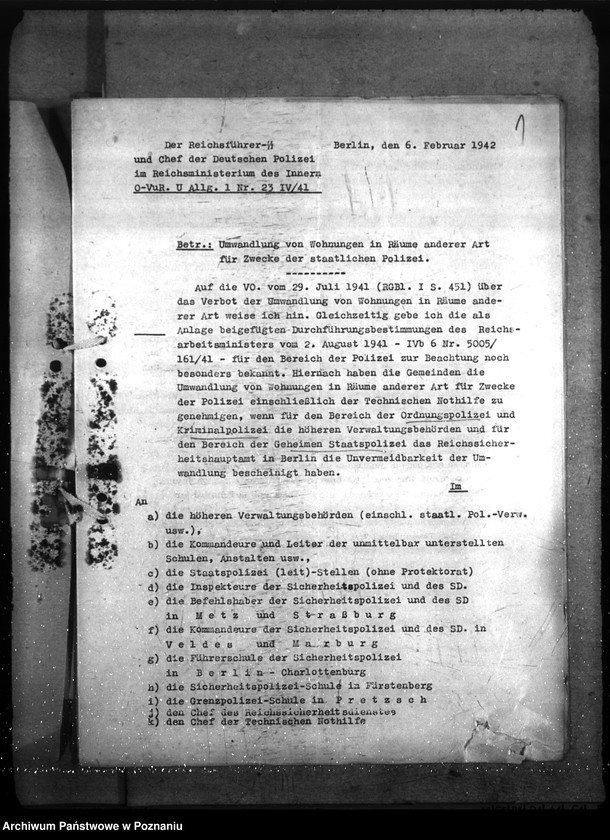 Obraz 6 z jednostki "Allgemeine Bauangelegenheiten der Polizei und Gandarmerie -, der Kriminalpolizei, Gestapo, des SD und SHD und der Technischen Nothilfe"