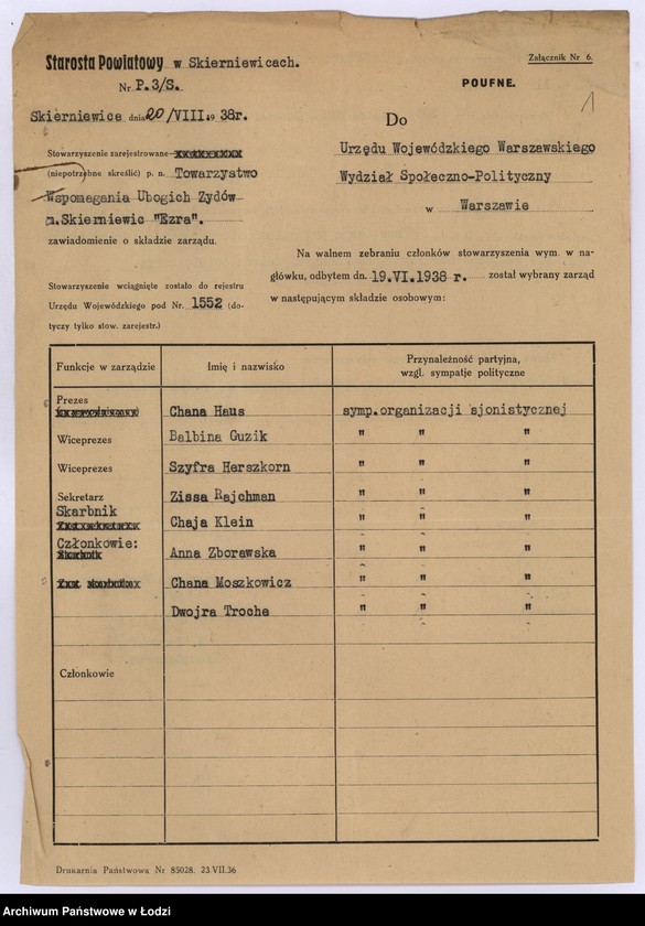 Obraz 4 z jednostki "Towarzystwo Wspomagania Ubogich Żydów "Ezra" w Skierniewicach"