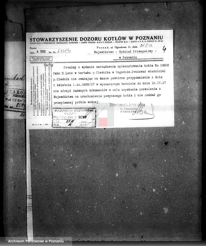 Obraz 8 z jednostki "Tartak parowy w Rogoźnie, pow. obornicki, J. Cieśnika nr woj. 5959"