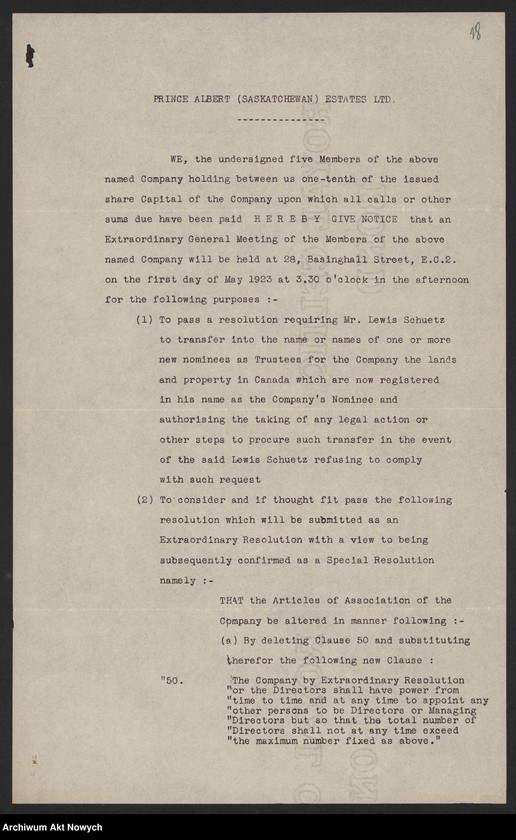 image.from.unit.number "Prince Albert (Estates) Limited (London). Sprawozdania i zestawienia, raporty i korespondencja"