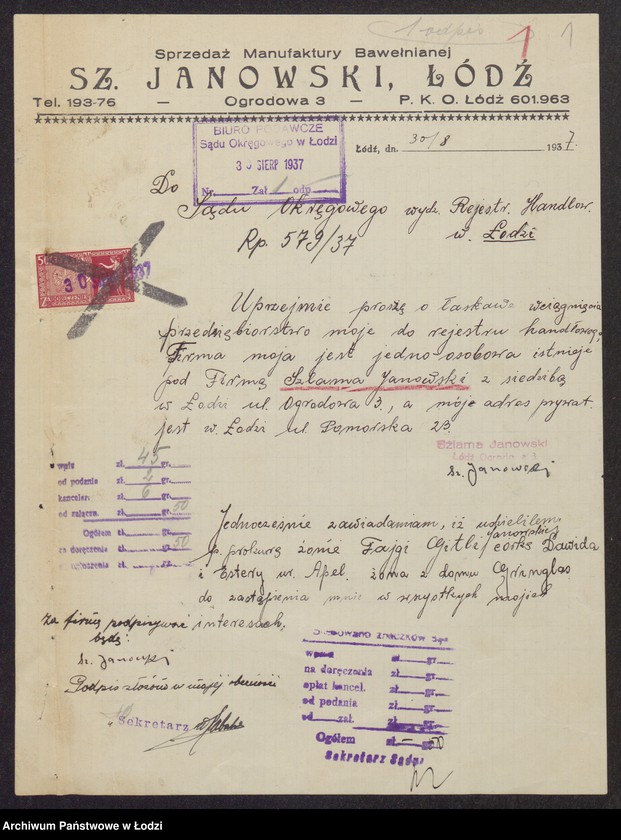 Obraz 3 z jednostki "Szlama Janowski- sprzedaż manufaktury bawełnianej"