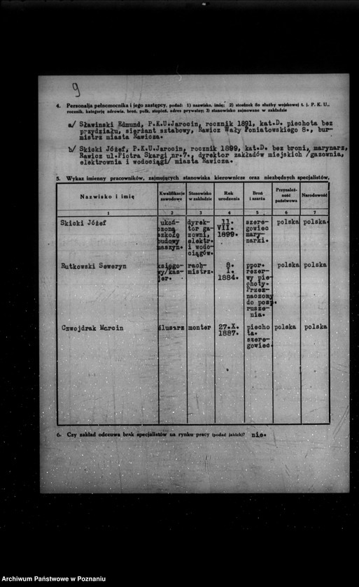 Obraz 13 z jednostki "Kwestionariusz Elektrowni Miejskiej w Rawiczu"