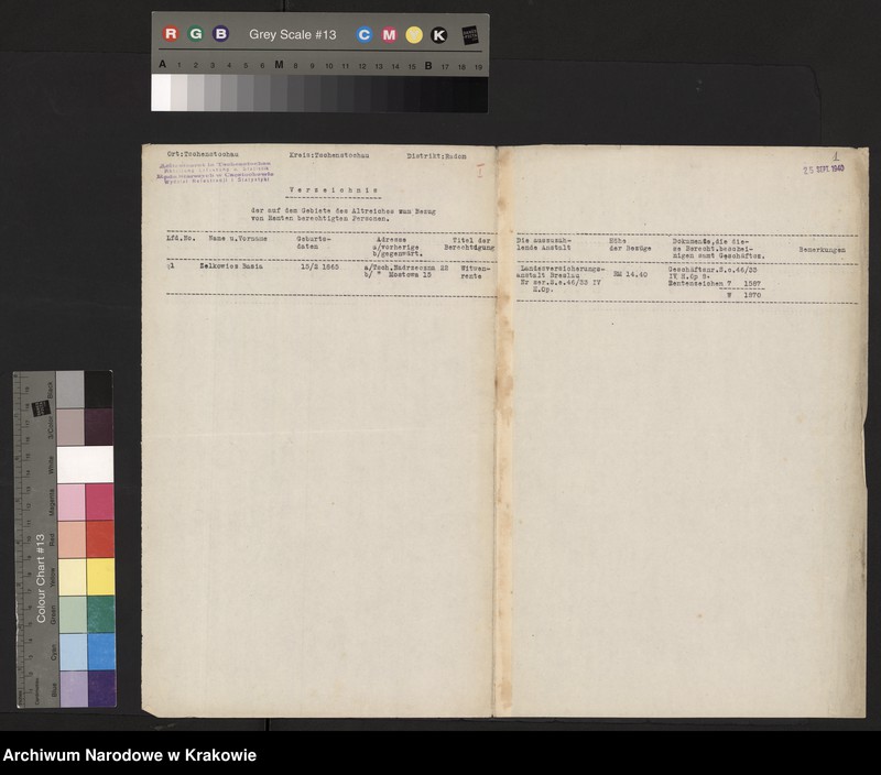 image.from.unit.number "Kwestionariusze Żydów z miejscowości Częstochowa /25 IX 1940/."