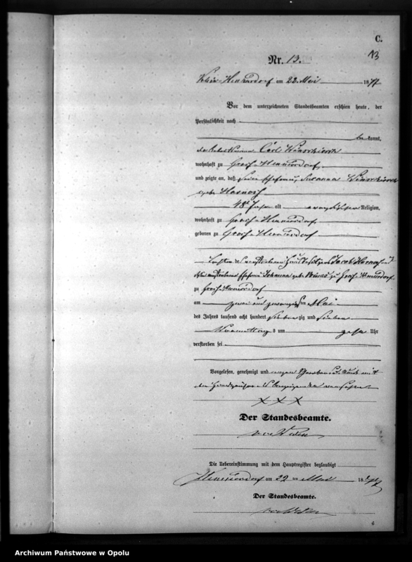 image.from.unit.number "Sterbe-Neben-Register Standesamtsbezirks Hennersdorf 1877"