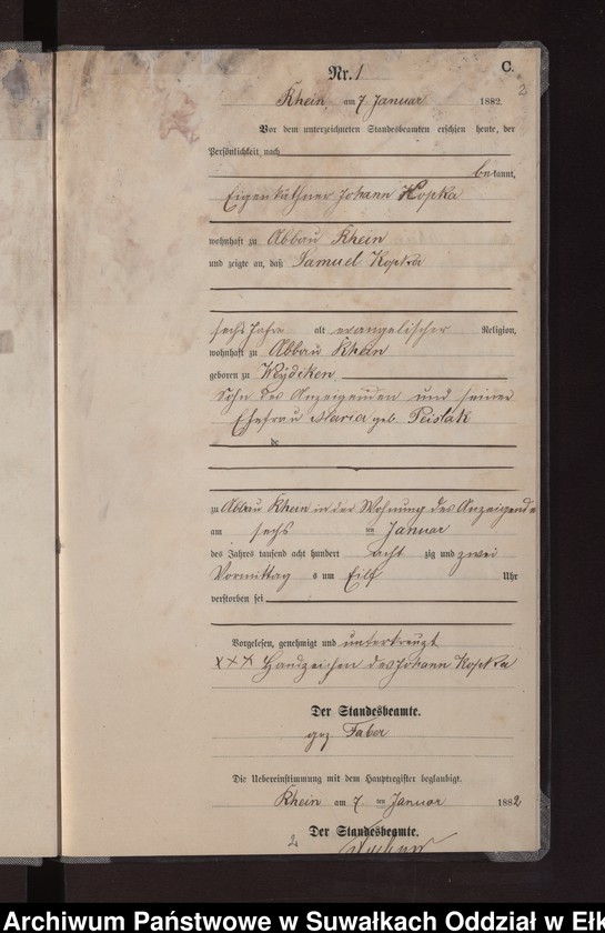 image.from.unit.number "Sterbe-Neben-Register des Preussischen Standes-Amtes Rhein Kreis Loetzen"