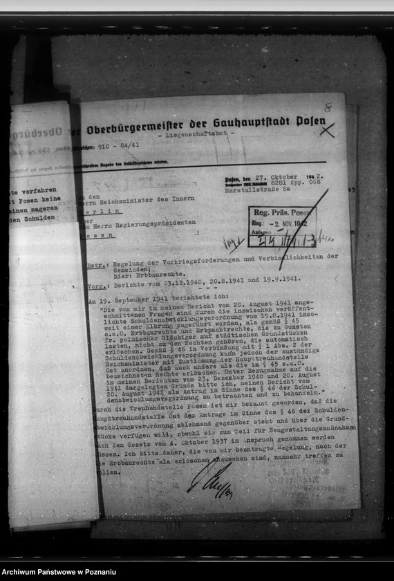 Obraz 12 z jednostki "Zuweisungen beschlagnahmter Grundstücke an Gemeinde-, Kreis- und Reichsverwaltungen"