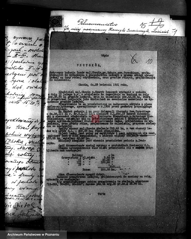 Obraz 14 z jednostki "Sprawa zmiany rodzaju użytkowania gruntów leśnych w majątku Chocim powiat turecki"