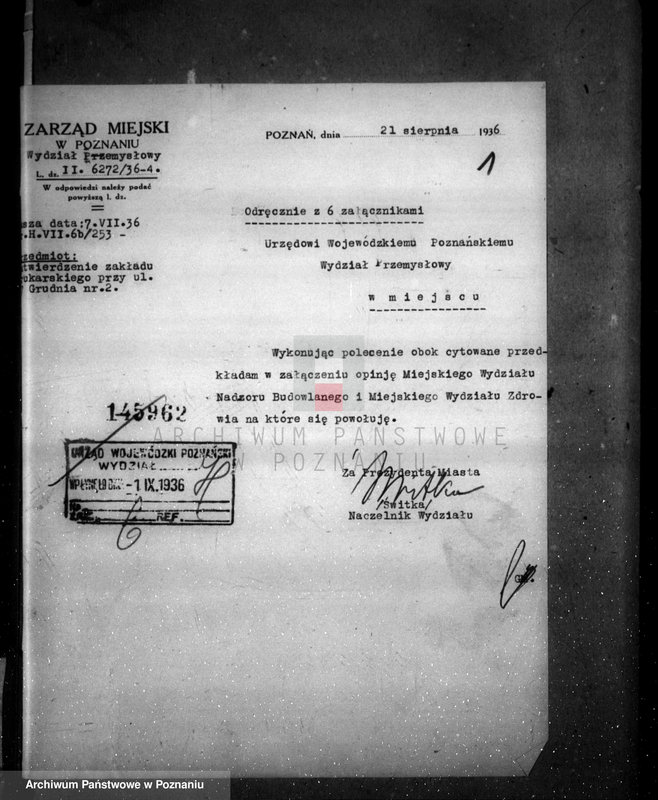 Obraz 5 z jednostki "Zatwierdzenie zakładu przemysłowego /Drukarni Wielkopolskiej/ dr Edward Schechtel spadkobierca Milskich w Poznaniu"