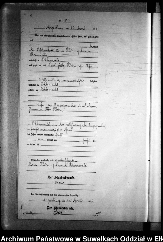 image.from.unit.number "Sterbe-Neben-Register des Preussischen Standes-Amtes Kehlen Kreis Angerburg"