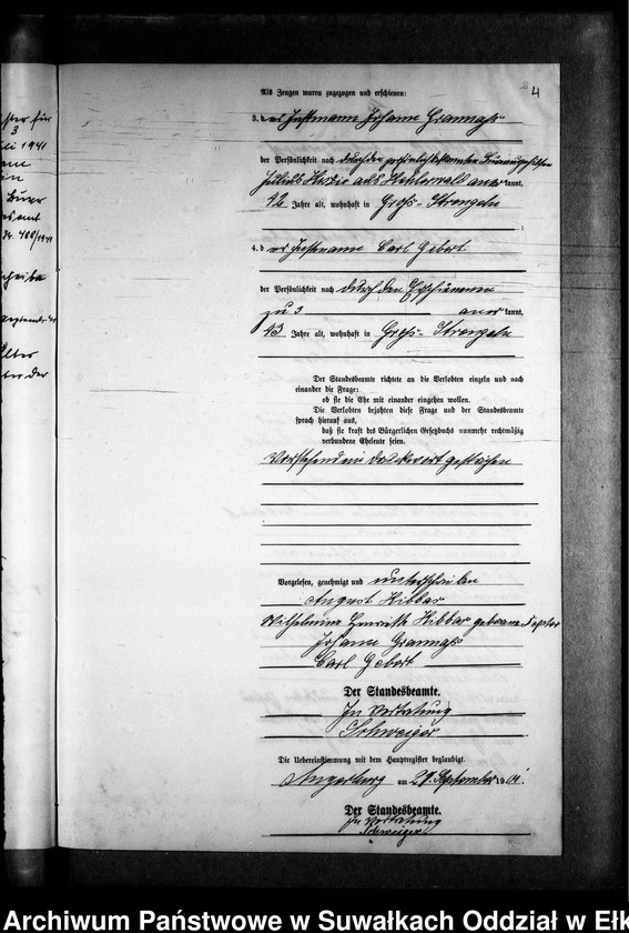 image.from.unit.number "Heiraths-Neben-Register des Preussischen Standes-Amtes Gross Strengeln Kreis Angerburg"