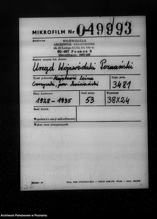 Obraz 2 z jednostki "Majętność /leśna/ Gorzycziki powiat kościański"