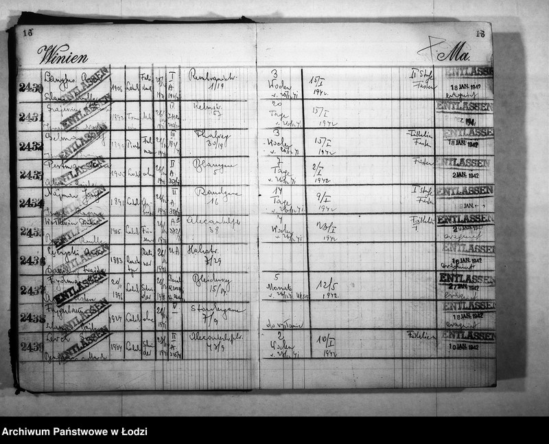 Obraz 19 z jednostki "Entlassungsbuch [Imienny spis więźniów, dane personalne]"