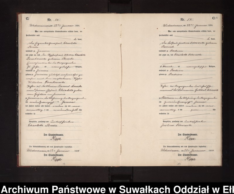 Obraz 13 z jednostki "Sterbe-Neben-Register des Preussischen Standes-Amtes Widminnen Kreis Loetzen"