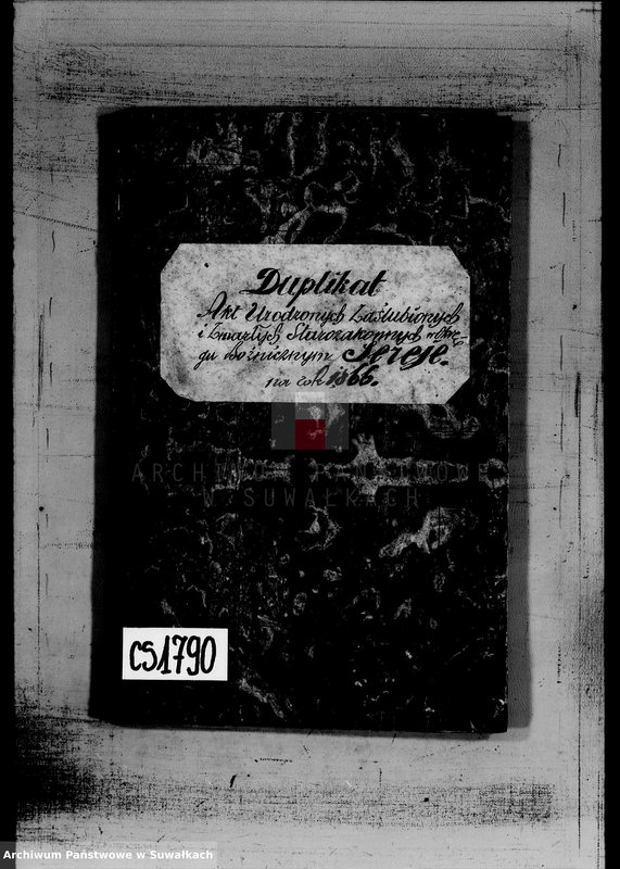 image.from.unit.number "Duplikat akt urodzonych, zaślubionych i zmarłych Starozakonnych w Okręgu Bożniczym Sereje na rok 1866"