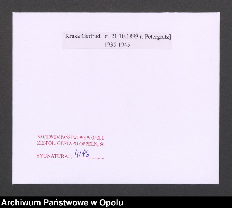 Obraz 2 z jednostki "[Kraka Gertrud, ur. 21.10.1899 r. Petergrätz]"