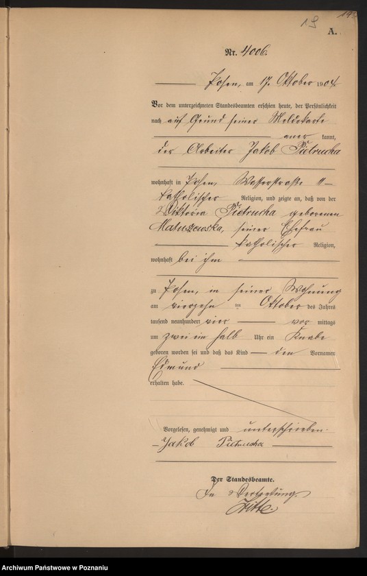 Obraz 20 z jednostki "Księga miejscowa urodzeń tom VIII"