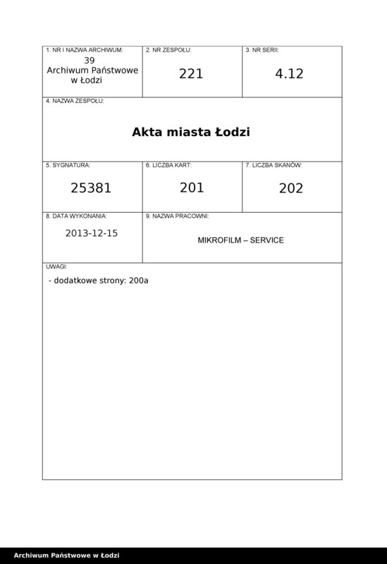 Obraz 1 z jednostki "Księga kontroli ruchu ludności (rejestr osób przybywających do gminy) Łódź, komisariat XII, ks. I, nr 1-3598"
