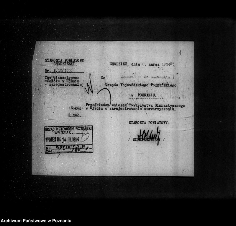 Obraz 5 z jednostki "/Towarzystwo Gimnastyczne Sokół w Ujściu powiat Chodzież - rejestracja/"