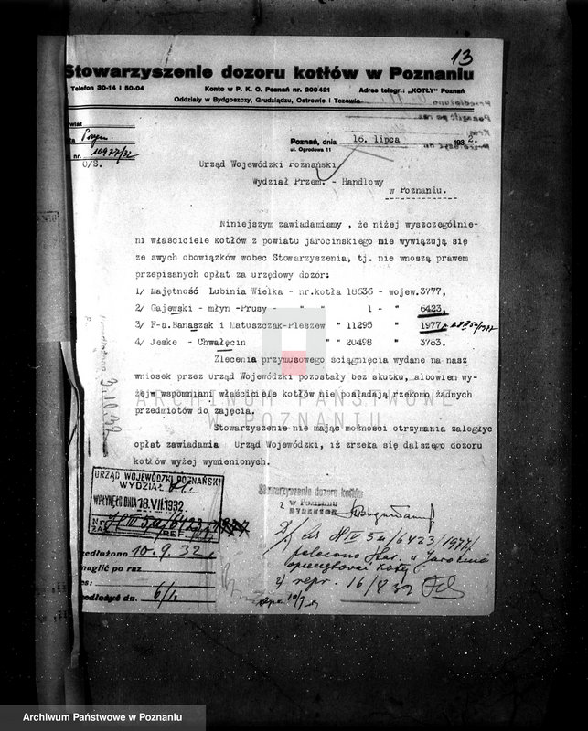 Obraz 17 z jednostki "Młyn parowy w Prusach pow. jarociński nr woj. kotła 6423"