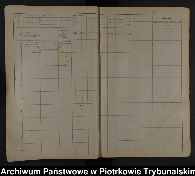 image.from.unit.number "Księga ludnosci stałej m[iasta] Przedborza Tom VII. d[omy] 1 - 26 W[idoma]"