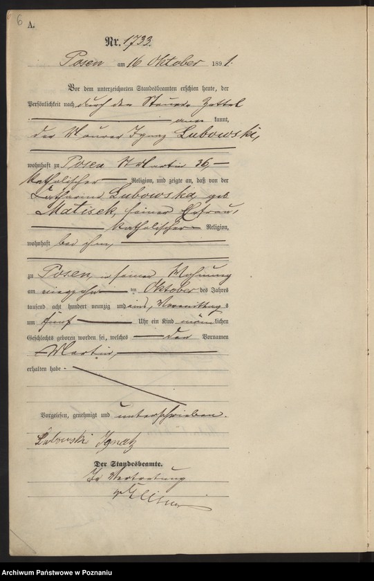 Obraz 10 z jednostki "Księga urodzeń t. V"