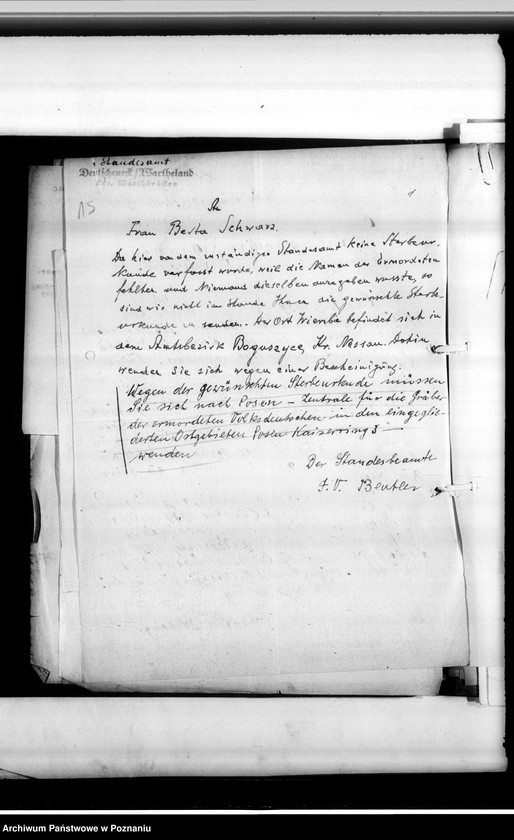 Obraz 20 z jednostki "Im Jahre 1940 beantragte Sterbeurkunden (miejscowych Niemców, którzy zginęli w 1939 roku"