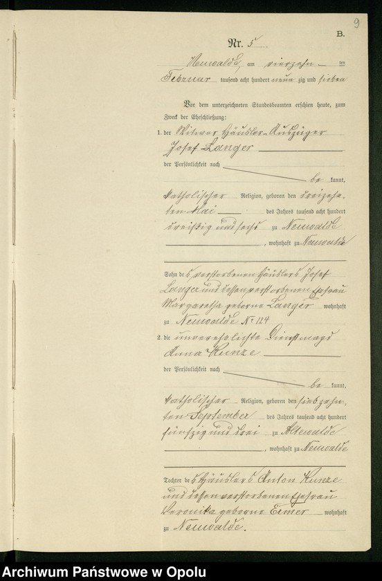Obraz 13 z jednostki "Heiraths-Neben-Register des Standesamts Altewalde pro 1897"