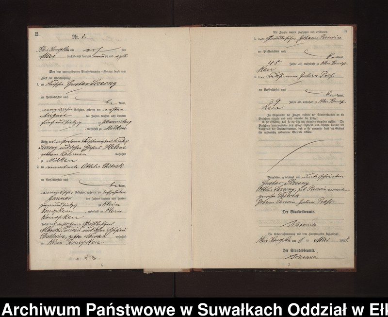 image.from.unit.number "Heiraths-Neben-Register des Preussischen Standes-Amtes Gross Konopken Kreis Loetzen"