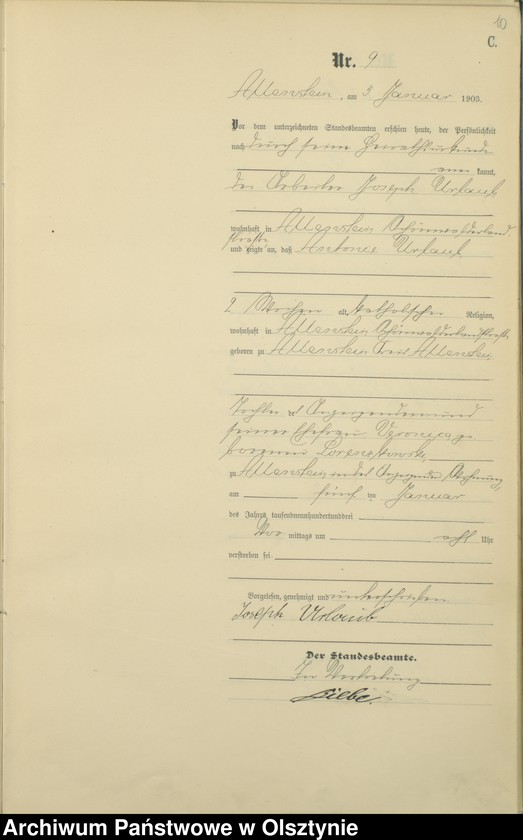 image.from.unit.number "Sterbe-Haupt-Register Tom I,Nr 1 - 395"