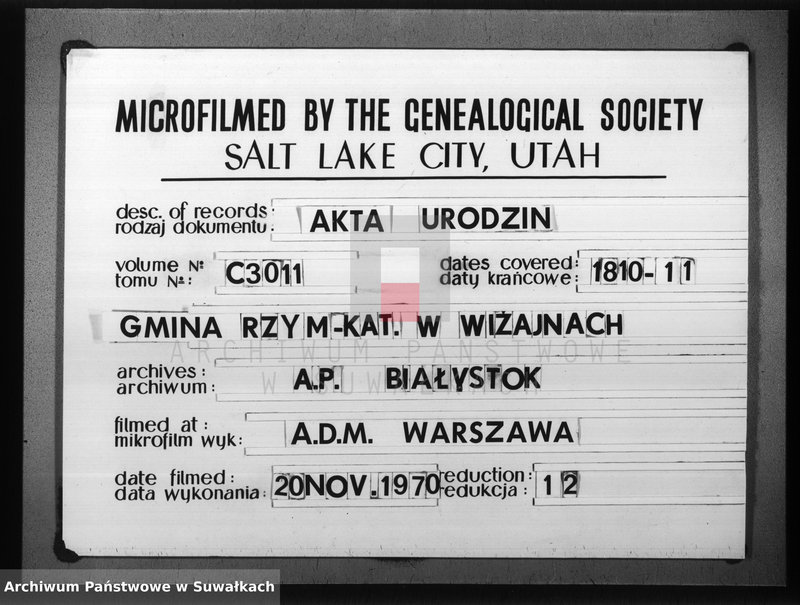 image.from.unit.number "Księga do zapisywania aktów cywilnych urodzenia gminy wiżajńskiey, departamentu łomżyńskiego, powiatu kalwaryjskiego"