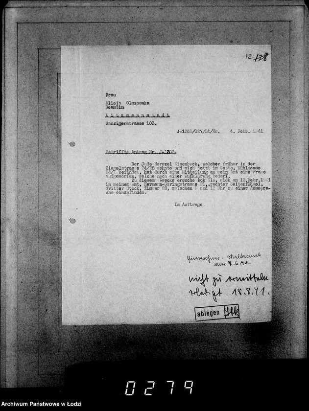 Obraz 16 z jednostki "J[uden] 1301-1320. [Wnioski Żydów z Getta o zwrot należności za towary wzięte na kredyt]"