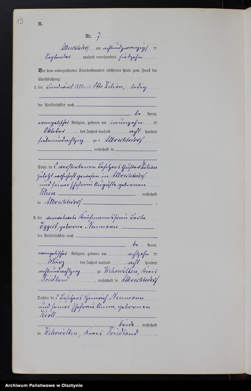 image.from.unit.number "Heiraths-Neben-Register Nr 1 - 9 [ Księga małżeństw - wtóropis ]"