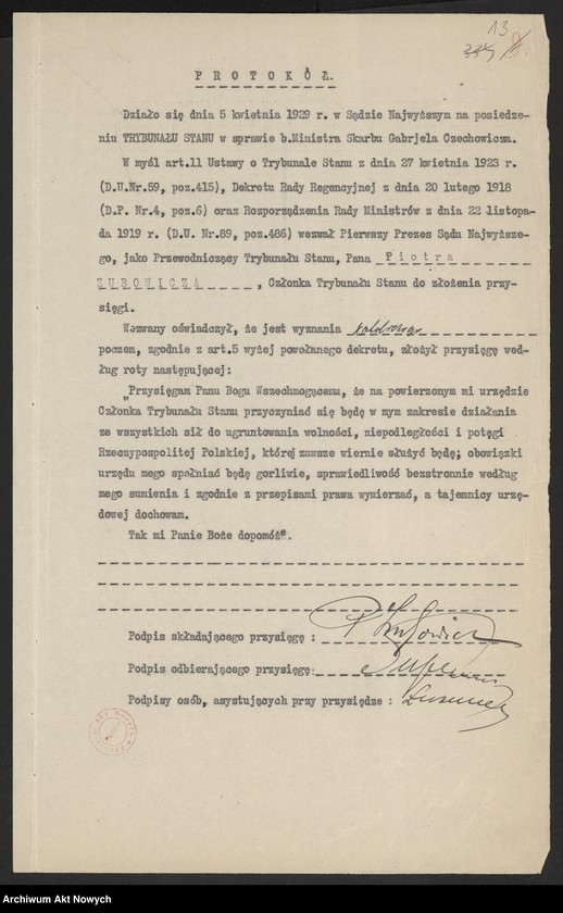 image.from.unit.number "Akta Trybunału Stanu. Akta b. Ministra Skarbu Gabriela Czechowicza."