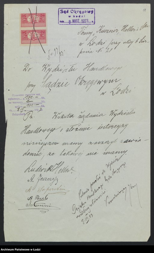 Obraz 13 z jednostki "Kusznir, Heller i S-ka – wyrób i sprzedaż towarów włókienniczych"