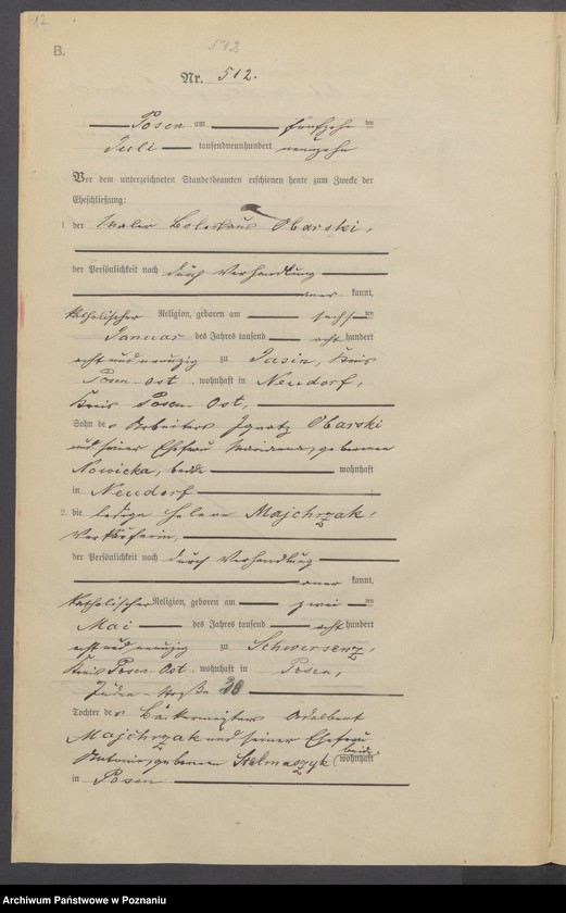 Obraz 14 z jednostki "Księga miejscowa małżeństw tom IV[Rejestr główny małżeństw]"