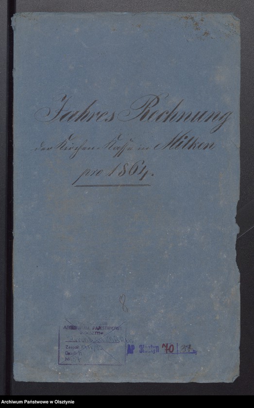 image.from.unit.number "Jahres Rechnung der Kirchen Kasse in Milken"