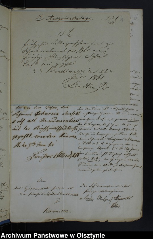 image.from.unit.number "Einnahme Beläge und Ausgabe Beläge der Kirchspiels Schulkasse zu Schnellwalde"