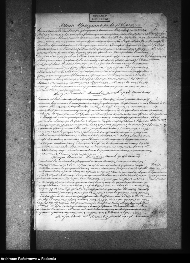 image.from.unit.number "Dublikat aktov o rodivšihsâ, brakosoče6avšihsâ i umerših v prihode Głovačev za 1881god"