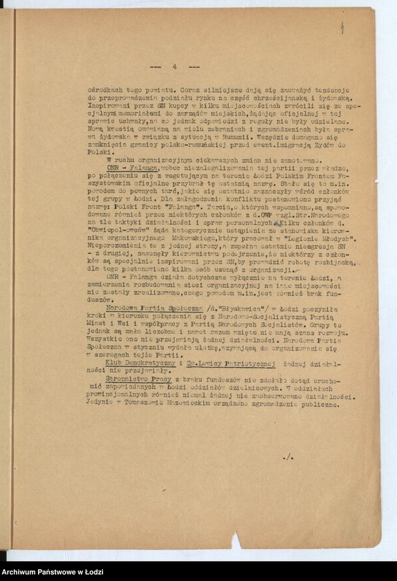 Obraz 7 z jednostki "[Sprawozdania miesięczne wojewody z ruchu zawodowego, społecznego i narodowościowego]"