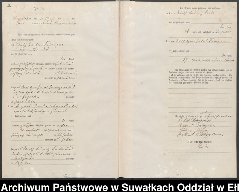 image.from.unit.number "Heiraths-Haupt-Register des Königlichen Preussischen Standes-Amtes Kumilsko Kreis Johannisburg"