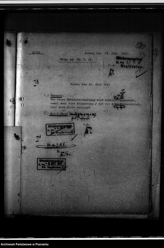 Obraz 16 z jednostki "Lageberichte - korespondencja i wytyczne w sprawie sporządzania sprawozdań z działalności landratów i wydziałów urzędu namiestnika"