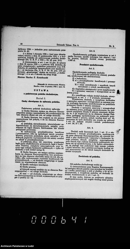 Obraz 7 z jednostki "Akta dotyczące spraw podatku dochodowego"