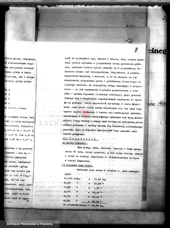 image.from.unit.number "Plan urządzenia gospodarstwa leśnego dla lasu majętności Białokosz powiat międzychodzki 1929-1939"