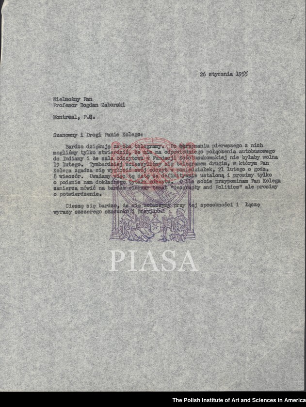 image.from.unit.number "General PIASA correspondence (1955). Letters of Florian Znaniecki and Witold Gombrowicz"