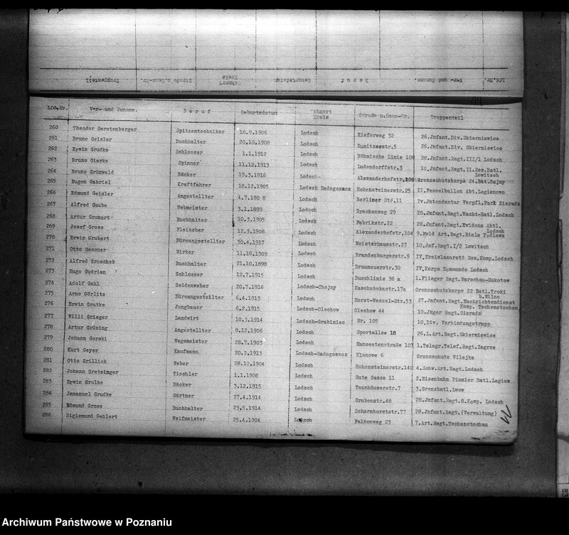 Obraz 15 z jednostki "Liste aller Volksdeutschen, die während des deutsch - polnischen Krieges zum polnischen Heeresdienst eingezogen waren (Łódź)"