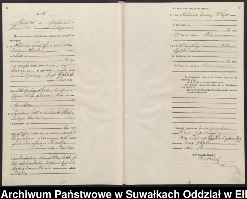 image.from.unit.number "Heiraths-Haupt-Register des Königlichen Preussischen Standes-Amtes Bialla Kreis Johannisburg"
