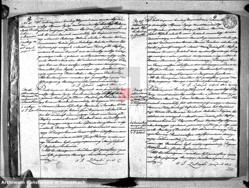 image.from.unit.number "Duplikat aktów urzędnika stanu cyvilnego względem urodzenia, małżeństwa i zeszłych parafii wieysieyskiey na rok 1826, tom I"